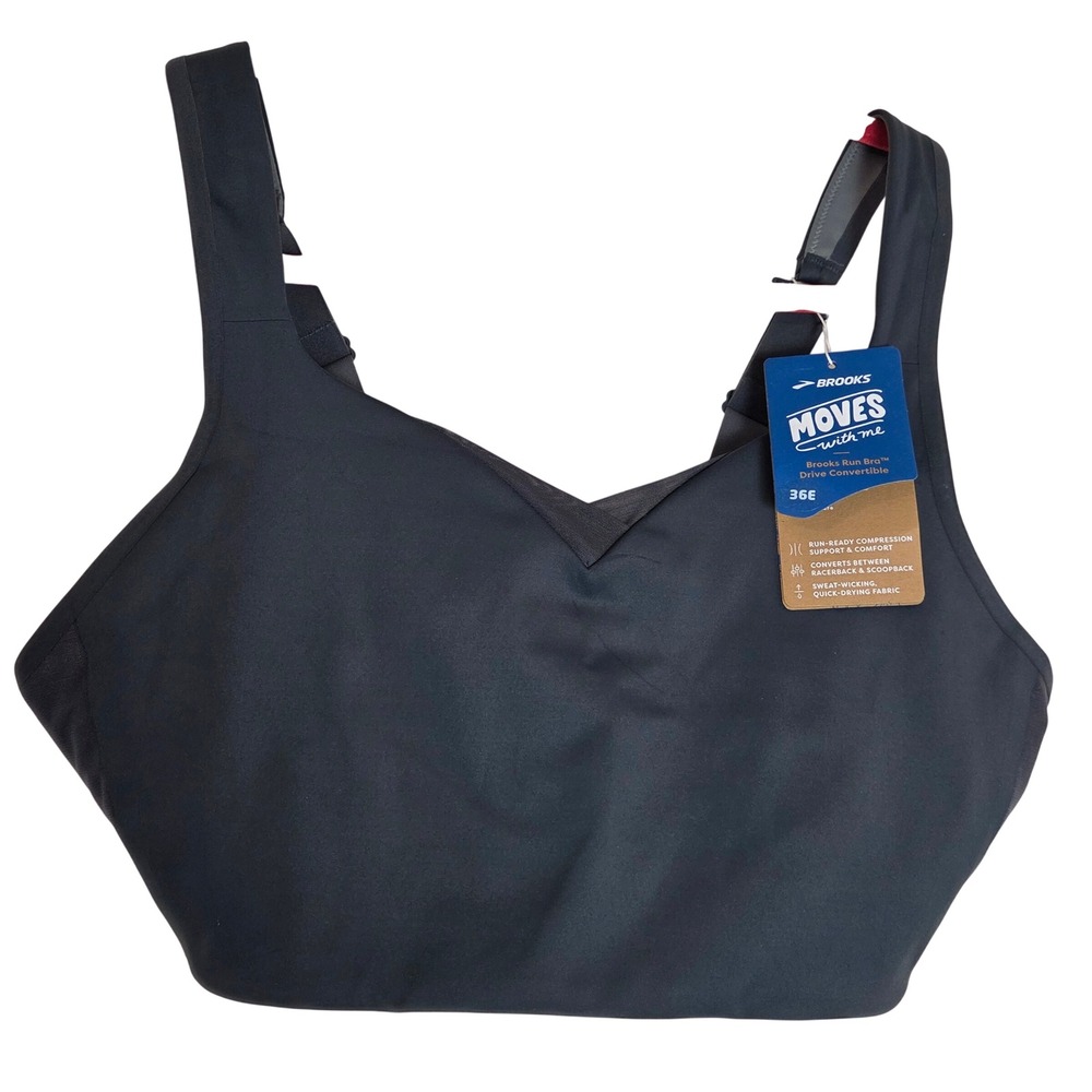 Brooks Drive Convertible Run Bra 36E Black NWT High Support Running